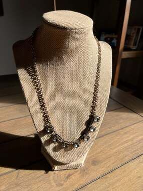 Lia Sophia Smokey Topaz Crystal Antique Bronze Tone Statement Necklace